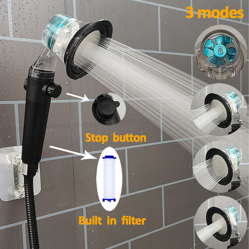 New Design Propeller Bathroom Shower Head High Pressure Water Saving With Adjustable Button Built-in Filter Handheld Shower Head